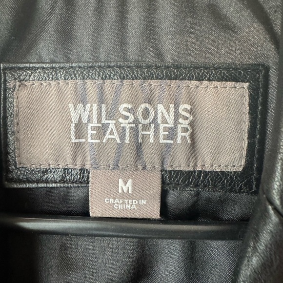 Wilsons Leather Black Button Up Button Up Jacket Inner Zip Pocket Medium… - Picture 4 of 9
